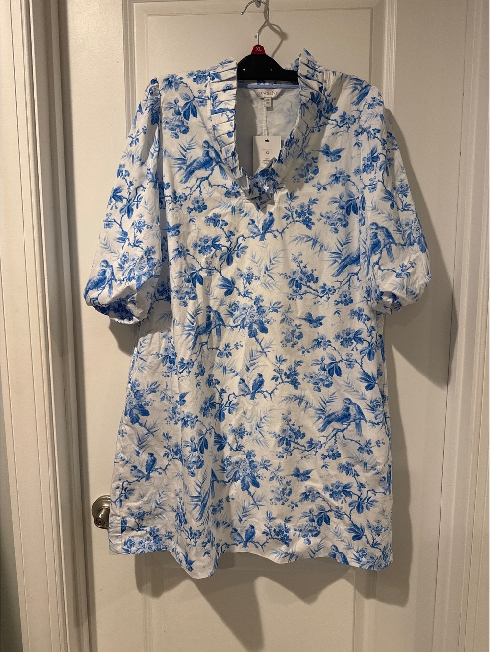 Crown & Ivy Blue White Toile Dress XL